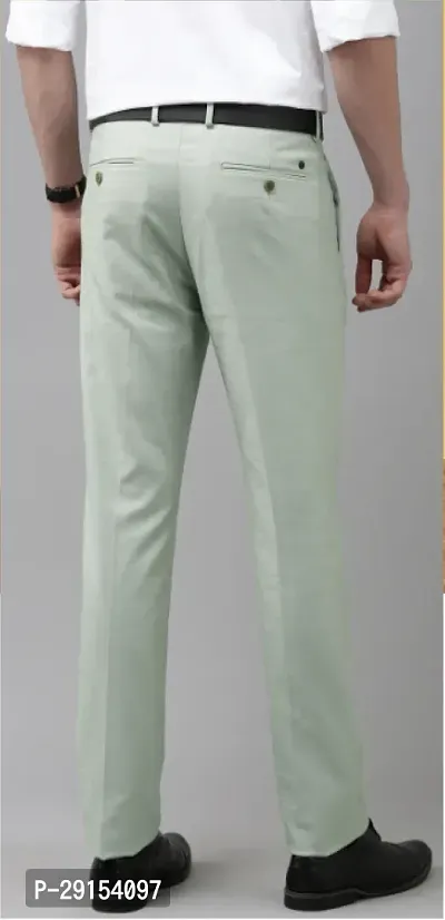 Stylish Green Cotton Blend Mid-Rise Trouser For Men-thumb2