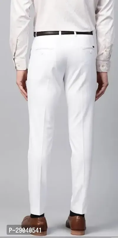 Stylish White Cotton Blend Solid Trouser For Men-thumb2