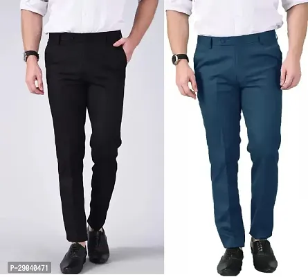 Stylish Multicoloured Cotton Blend Solid Trouser For Men