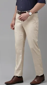 Stylish Beige Cotton Blend Solid Trouser For Men-thumb2