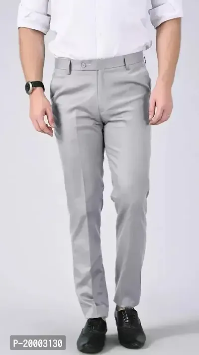 Pesado Lnt Grey Formal Trouser For Men's-thumb0