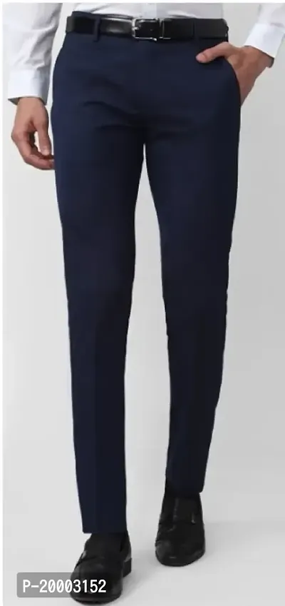 Pesado Navy Blue Formal Trouser For Men's-thumb0