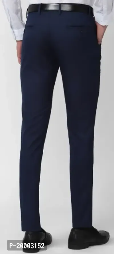Pesado Navy Blue Formal Trouser For Men's-thumb4