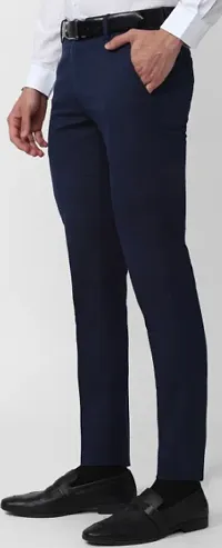 Pesado Navy Blue Formal Trouser For Men's-thumb2
