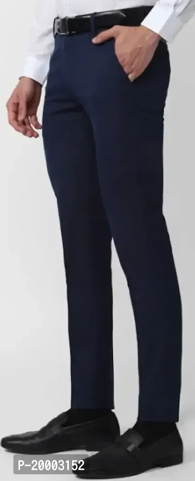 Pesado Navy Blue Formal Trouser For Men's-thumb3