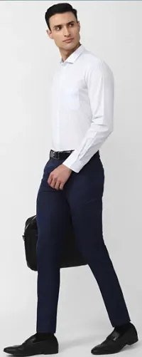 Pesado Navy Blue Formal Trouser For Men's-thumb1