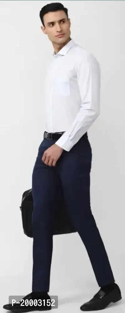 Pesado Navy Blue Formal Trouser For Men's-thumb2