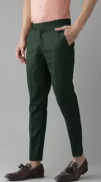 Elegant Green Cotton Blend Formal Trouser For Men-thumb1