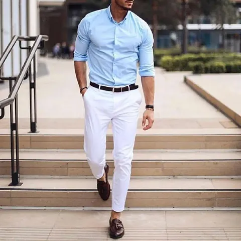 Stylish Cotton Blend Solid Trouser For Men