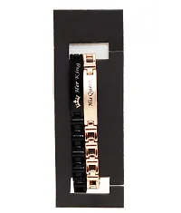 La Belleza Black & Rose Gold Combo of 2 Adjustable Her King & His Queen Couple Bracelet For Girls and Boys-thumb2