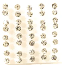 La Belleza Round Shape White Stone Earring | Studs with Rubber Push Back Clasp for Girls & Women(Combo of 20 Pair)-thumb1