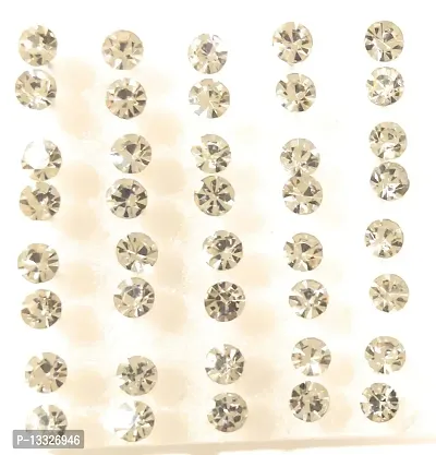 La Belleza Round Shape White Stone Earring | Studs with Rubber Push Back Clasp for Girls & Women(Combo of 20 Pair)-thumb2