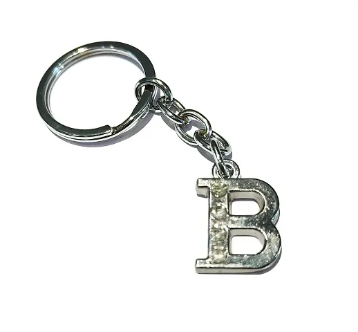LA BELLEZA Stainless Steel Alphabet Letter Keychain Metal Initials For Car & Bike Gifting With Key Ring