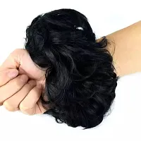 La Belleza Messy Hair Donut Bun Hair Extension with Elastic Rubber Band Hair ties/Hair Scrunchies/Synthetic Hair extension for Wavy Curly Hair Girls and Women Hair Updo (Black)-thumb1