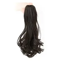 La Belleza Synthetic Wavy/Curls Ponytail Hair Extension Wig with Clip or Clutcher for Girls & Women 20 inch Long (Black)-thumb1