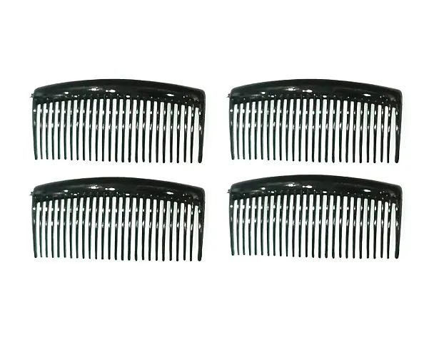 La Belleza Combo Pack of 4 Assorted Color Stone Studded Black Hair Acrylic Comb | Hair Clip Fancy Bridal Hair Clip/Side Pin/Comb Pin/Jooda Pin Hair Accessories for Girls and Women