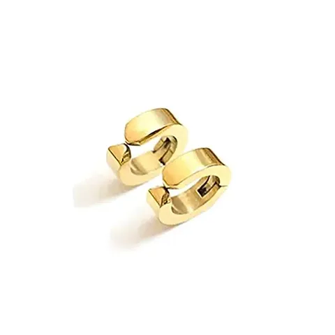 La Belleza Unisex Clip on Stainless Steel Ring Clip Stud Bali Earring Hoop for Boys, Men, Women/Non piercing