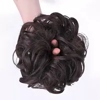 La Belleza Messy Hair Donut Bun Hair Extension with Elastic Rubber Band Hair ties/Hair Scrunchies/Synthetic Wavy Curly Hair Girls and Women Hair Updo (Natural Brown Black)-thumb4