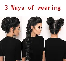 La Belleza Messy, Curly, Wavy Juda Bun Maker, Ponytail Frill Hair Extensions For Women, Black, Pack Of 1 (M2)-thumb1