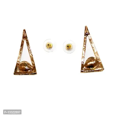 La Belleza Gold Plated Triangular Shape Drop Earrings with Crystal Studded for Girls  Women-thumb4