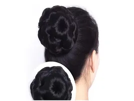 La Belleza Women's Round Hair Clutcher Juda Bun With Artificial Synthetic Hair Extension Natural Black New Brand-thumb3