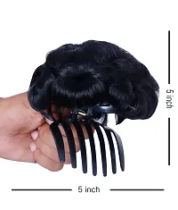 La Belleza Women's Round Hair Clutcher Juda Bun With Artificial Synthetic Hair Extension Natural Black New Brand-thumb2