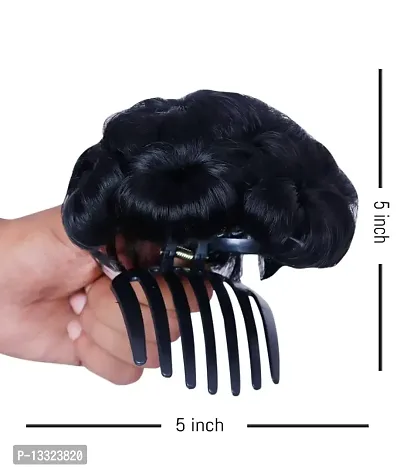 La Belleza Women's Round Hair Clutcher Juda Bun With Artificial Synthetic Hair Extension Natural Black New Brand-thumb3