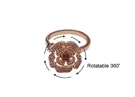 LA BELLEZA Adjustable Rotatable Rose Gold Ring Spinner Fidget Cubic Zirconia Crystal Rhinestone Opal Stone Flower Opening Finger Ring for Girls and Women (Rotatable Rose Gold Flower 5, Alloy Steel)-thumb2