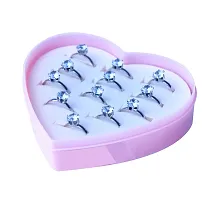 LA BELLEZA Adjustable Boho Midi Single stone Silver Finger Rings in a Heart Box for Women & Girls(Pack of 12)-thumb1