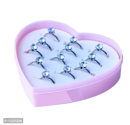 LA BELLEZA Adjustable Boho Midi Single stone Silver Finger Rings in a Heart Box for Women & Girls(Pack of 12)-thumb2