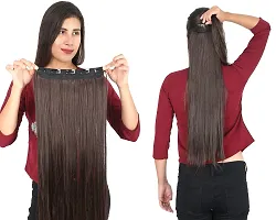 La Belleza Women's 5 Clip 24 Inch Natural Brown Straight Synthetic Hair Extension Pack of 1 New Brand-thumb4