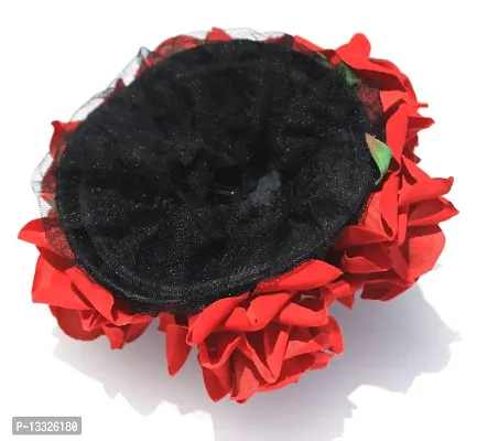 La Belleza Artificial Red Rose Flower Bun/Juda Maker/Flower Gajra/Hair Accessories/Hair Extension for Girls and Women-thumb3