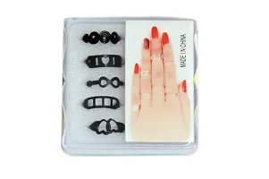 la belleza Latest Stylish Adjustable Midi Rings for Women(Set of 5, Black)-thumb1