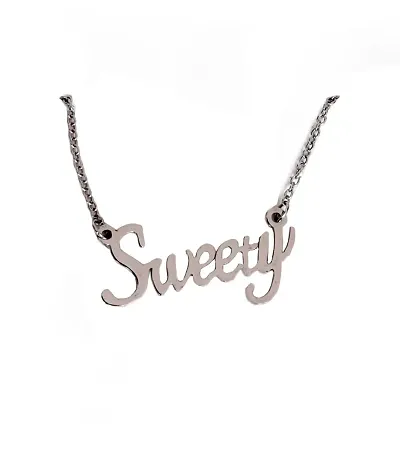 La Belleza Valentine's Day Special Metal Stainless Sweety Name Letter Locket | Necklace | Pendant with Chain for Girls Women