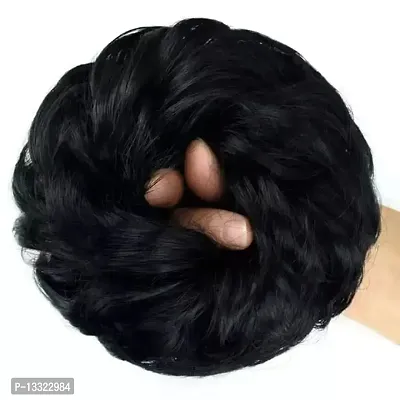 La Belleza Messy Hair Donut Bun Hair Extension with Elastic Rubber Band Hair ties/Hair Scrunchies/Synthetic Hair extension for Wavy Curly Hair Girls and Women Hair Updo (Black)