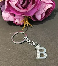 LA BELLEZA Stainless Steel Alphabet Letter Keychain Metal Initials For Car & Bike Gifting With Key Ring (Alphabet B Keychain)-thumb1
