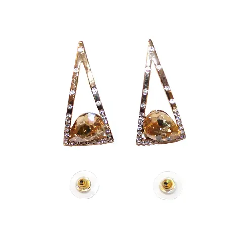 La Belleza Plated Triangular Shape Drop Earrings with Crystal Studded for Girls Women