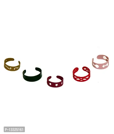 La Belleza Latest Stylish Multicolor Adjustable Bohemian Midi Rings for Girls & Women(Set of 5)
