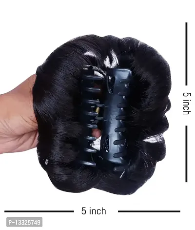 La Belleza Synthetic Natural Black Hair Extension Clutcher Juda Hair Bun For Women And Girls Juda Look Like Natural Hair Bun-thumb2
