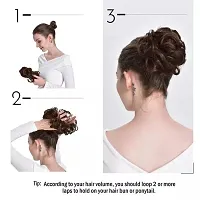 La Belleza Messy Hair Donut Bun Hair Extension with Elastic Rubber Band Hair ties/Hair Scrunchies/Synthetic Wavy Curly Hair Girls and Women Hair Updo (Natural Brown Black)-thumb2