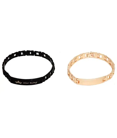 La Belleza & Combo of 2 Adjustable Her King & His Queen Couple Bracelet For Girls and Boys