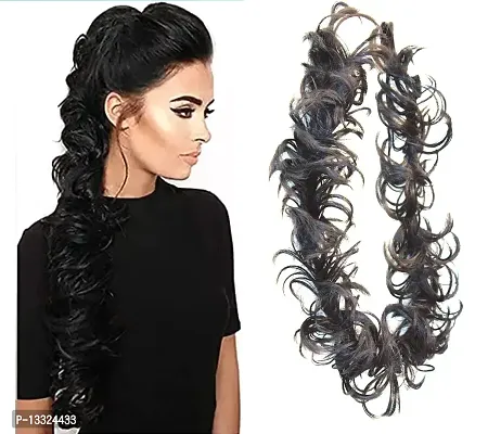 La Belleza Messy, Curly, Wavy Juda Bun Maker, Ponytail Frill Hair Extensions For Women, Black, Pack Of 1 (M2)