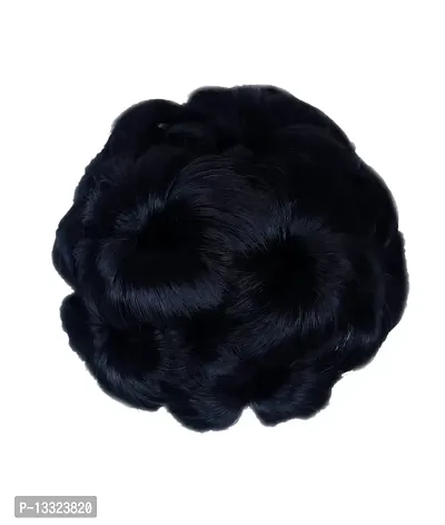 La Belleza Women's Round Hair Clutcher Juda Bun With Artificial Synthetic Hair Extension Natural Black New Brand-thumb0
