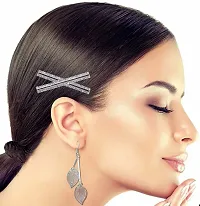 La Belleza Assorted Design Crystal Pearl Rhinestone Hair Pins | Hair clip | Crow Clip| Alligator Clip| Duckbill| Hair Accessories for Girls and Women (Silver Bow, Heart)-thumb4