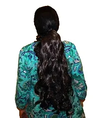 La Belleza Black Wavy/Curly Claw Ponytail Hair Extension Wig Synthetic Hair Clutcher for Girls & Women 25 inch Long-thumb3