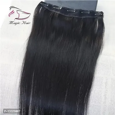 La Belleza Women's 5 Clip 24 Inch Natural Black Straight Hair Extension Pack of 1-thumb3