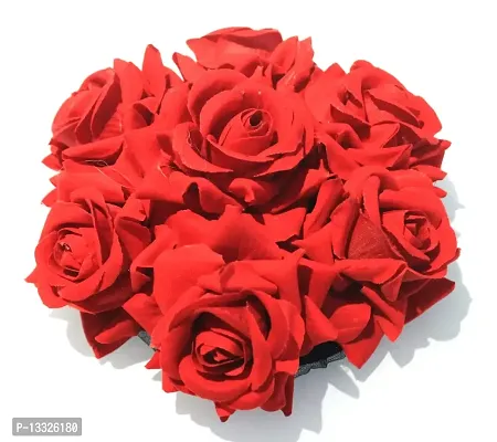 La Belleza Artificial Red Rose Flower Bun/Juda Maker/Flower Gajra/Hair Accessories/Hair Extension for Girls and Women