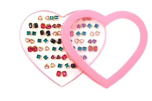 La Belleza Stylish Metal Multicolor Crystal Stud Earrings for Charming Girls And Ladies - Combo 36 Pair Set/Pack of Heart Box-thumb4