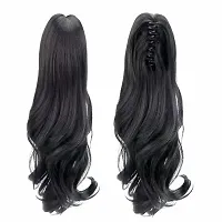 La Belleza Synthetic Wavy/Curls Ponytail Hair Extension Wig with Clip or Clutcher for Girls & Women 20 inch Long (Black)-thumb4