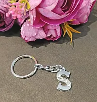 LA BELLEZA Stainless Steel Alphabet Letter Keychain Metal Initials For Car & Bike (Alphabet S Keychain)-thumb1